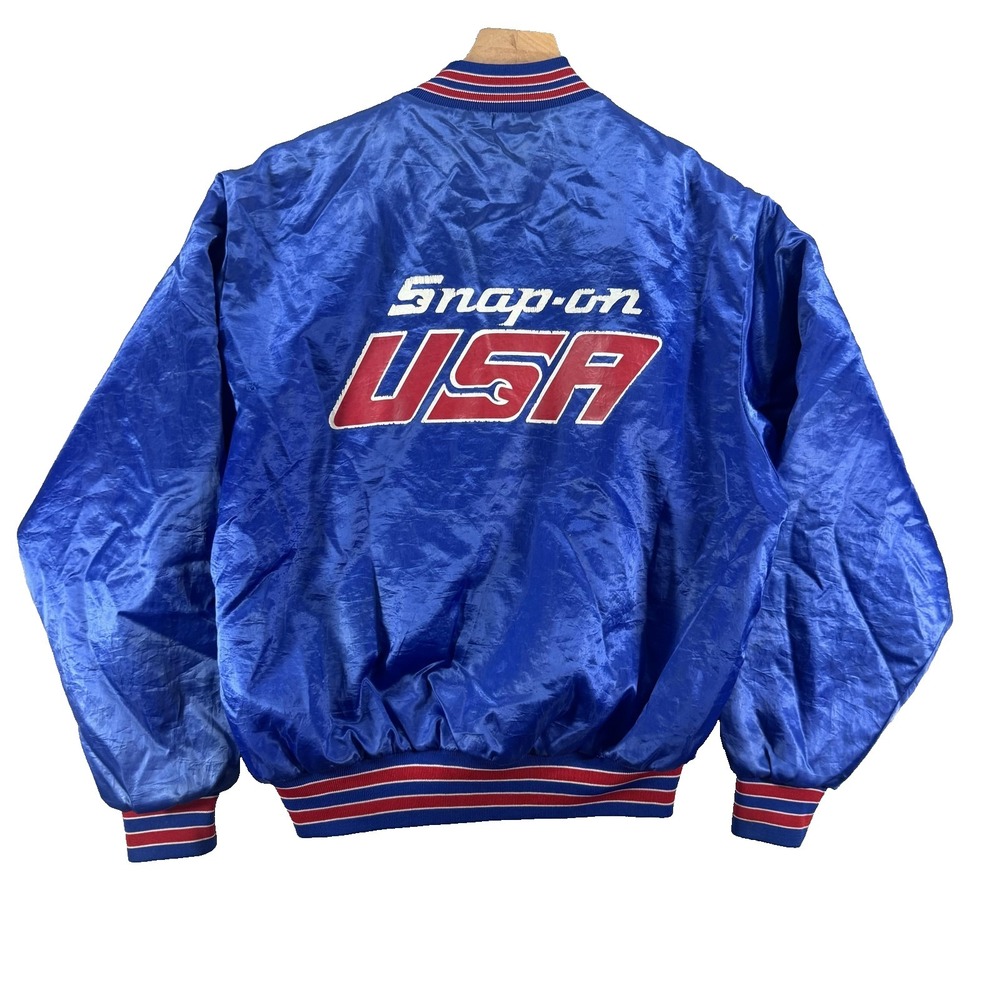 Vintage Swingster Jacket Mens Large Satin Snap-on USA Varsity Bomber Made USA
